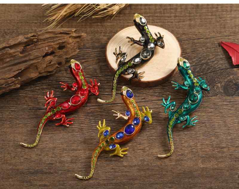 ブローチ ヤモリ メンズ スーツ アクセサリー ユニーク フォーマル カジュアル レトロ 艶 かけられた 合金 トカゲ 四本足 ヘビ ピン コート アクセサリー