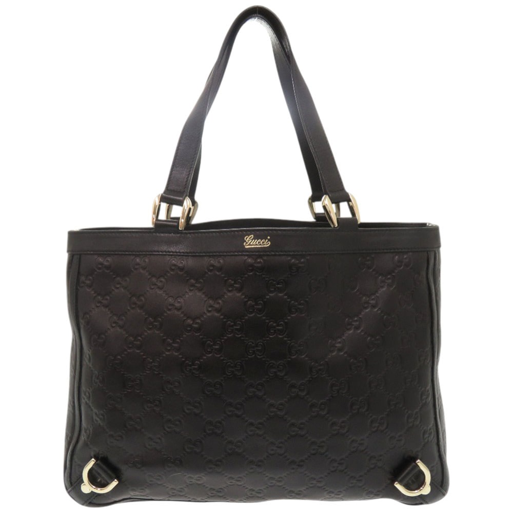 美品 グッチシマ アビー 170004 ハンドバッグ レザー ブラック 1077【中古】 レディース