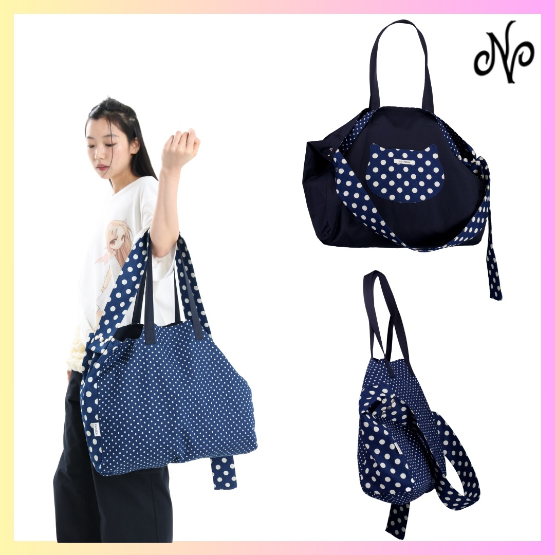 [NAVIVERSE] DOT CAT BAG + FREE OMAKE トートバッグ ビッグサイズレディースカジュアルエコバッグファッション