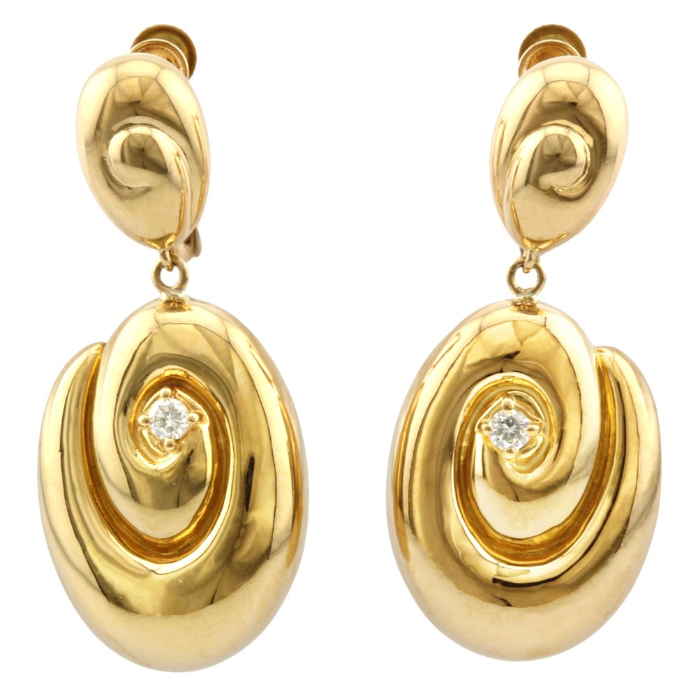 タサキ イヤリング 18金 K18イエローゴールド ダイヤモンド TASAKI 中古 美品