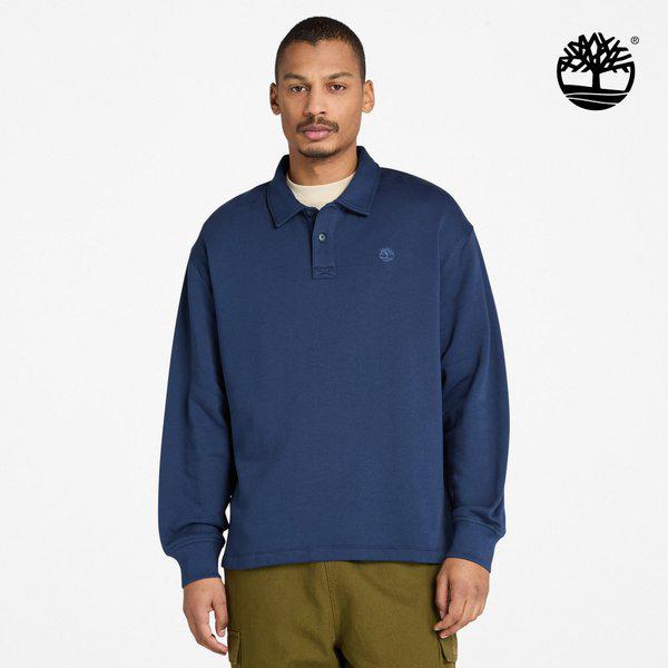 男女共用 オールジェンダー オーバーフィット スウェットカラーTシャツ ネイビー A6NBR 451