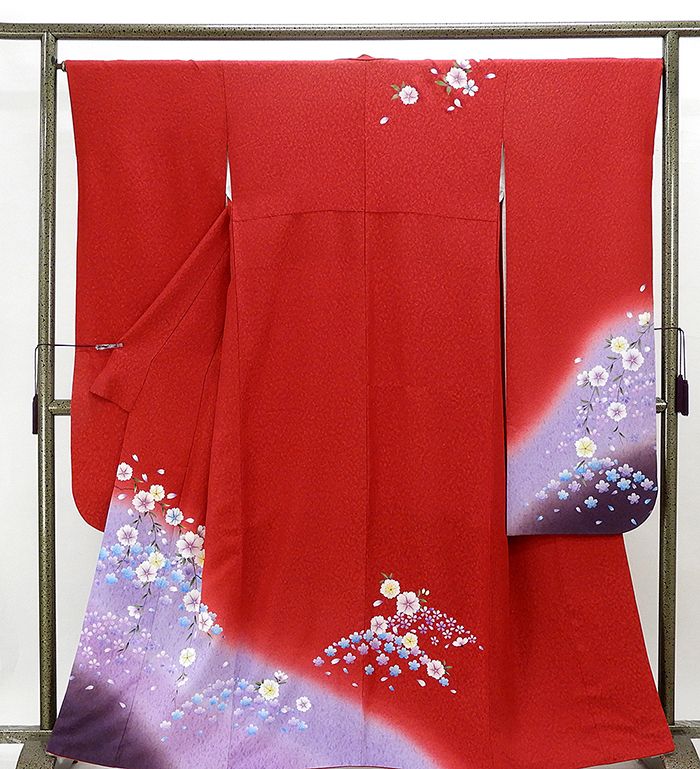 振袖 正絹 桜模様 身丈160.5cm 裄丈66.5cm 振袖 美品 リサイクル 着物 14,652円