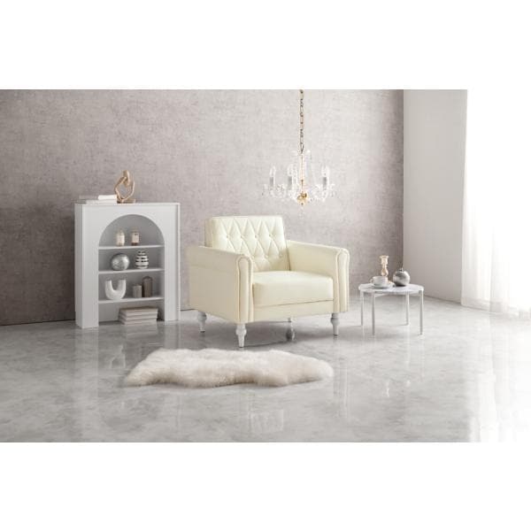 ソファー 1人掛け かわいい 白 姫 アンティーク クラシカル エレガント ボタンステッチ パーソナルチェア レザー ホワイト 一人掛け