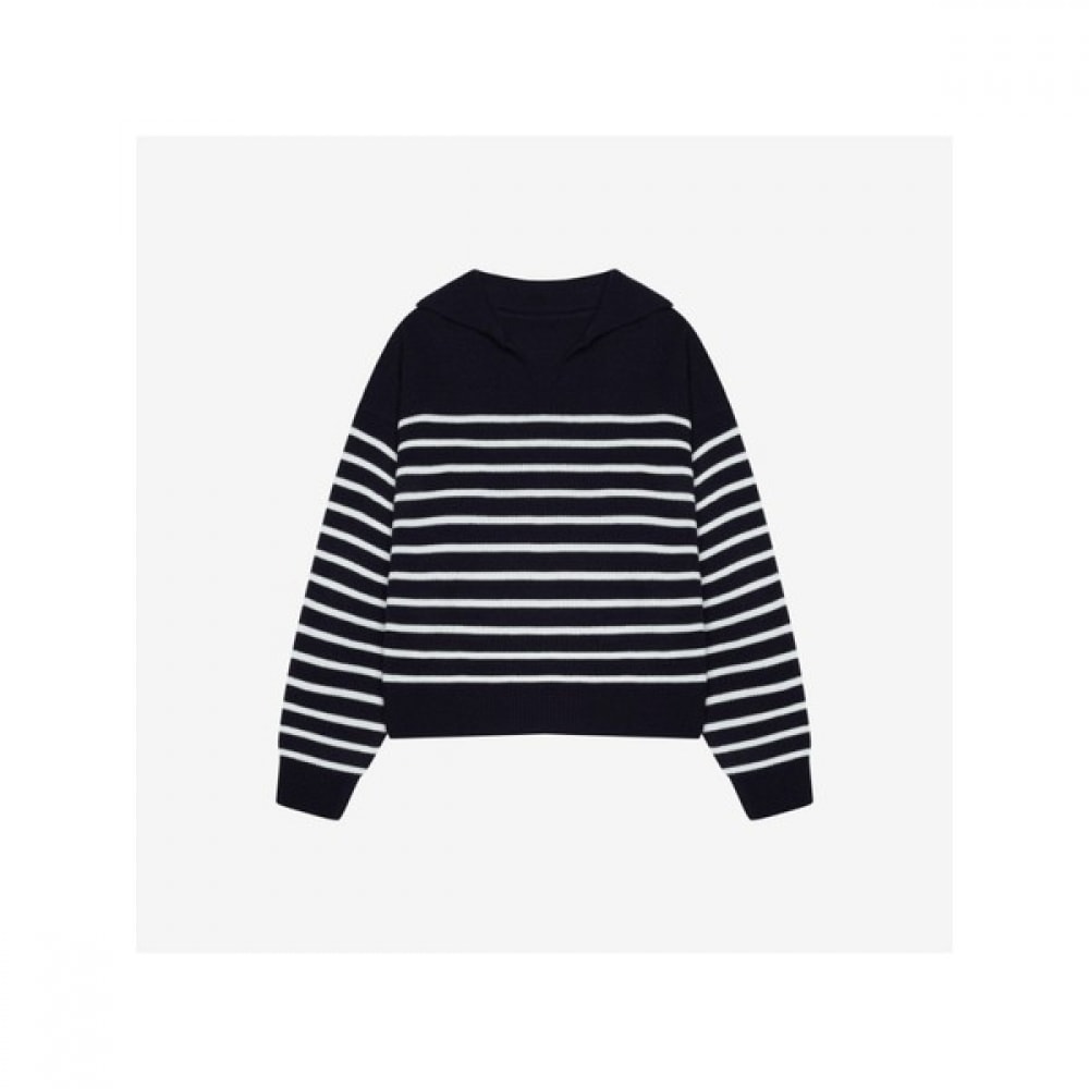 (イサベイ) ストライプオープンカラーネックプルオーバー (VKUCB2920)