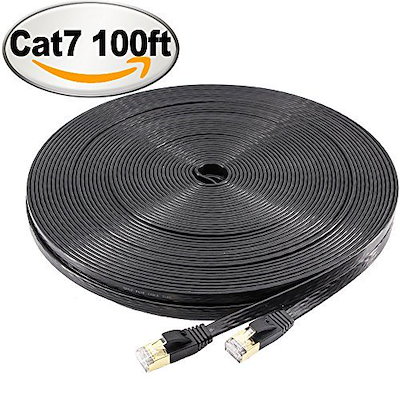 NCElecフラットSTP Cat7イーサネットケーブル(壁面、屋外用)(100フィート、ブラック) NCElecフラットSTP Cat7イーサネットケーブル(壁面、屋外用)(100フィート、ブラック)