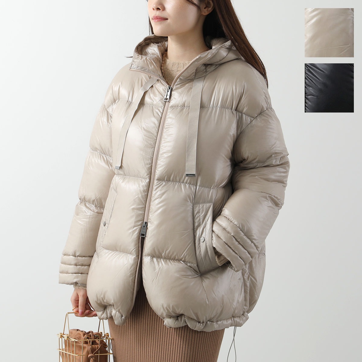 HERNO ヘルノ ダウンジャケット PI001952D 12017Z レディース ボリューム 撥水 グログランリボン フード付き カラー2色 PI001952D12017Z9300