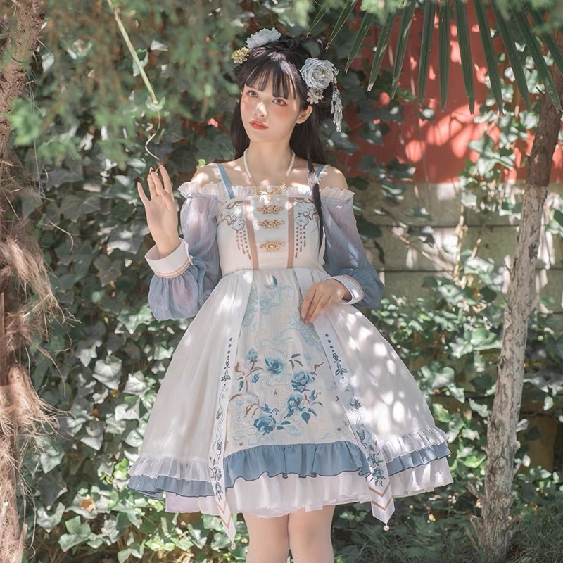 新作オリジナル高質中華風ロリータワンピース可愛い3点セット