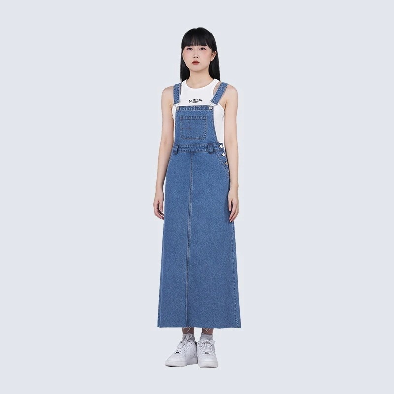 春夏デニムスカートレディースブルーカジュアル多用途ドレスウエストルーズデニムドレス女性用