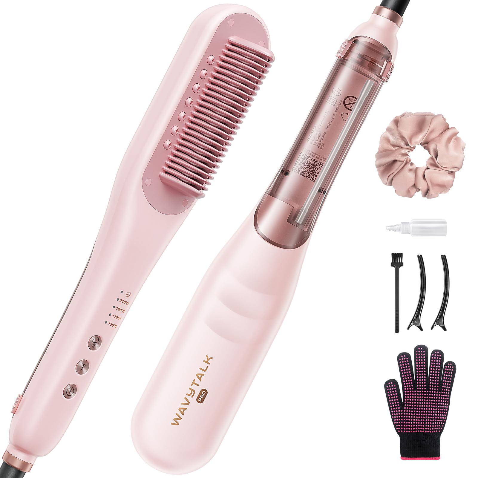 Wavytalk スチームストレートブラシスチームでダメージ軽減・髪を栄養しながらすばやくスタイリングヘアアイロン ストレート機能搭載の3in1ヘアケアブラシ【異なった髪の毛に適用】