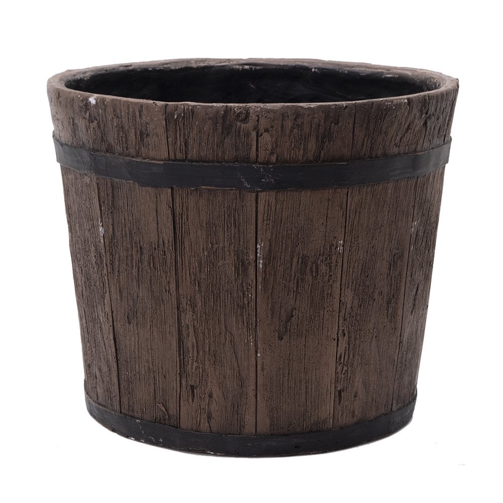 プランター　ＦＲＰ　リアルウッド調樽型プランター　Ｌ４００　深型　φ４０X３３．５ｃｍ　ＣＲＣ90―03―05―20―00