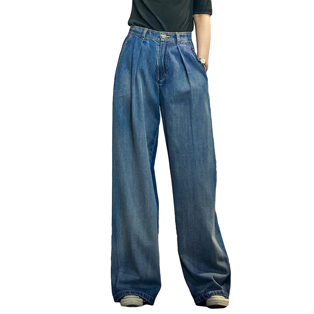 [最安値挑戦]！ボトムス ズボン 脚長 美脚 パンツ 薄手 春夏 ロングパンツ ゆったり ワイドパンツ ジーンズ レディース フルレングスデニムパンツボトムス