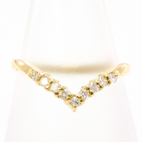 K18 18金 YG リング 指輪 9.5号 ダイヤ 0.17 約1.3g ジュエリー 中古