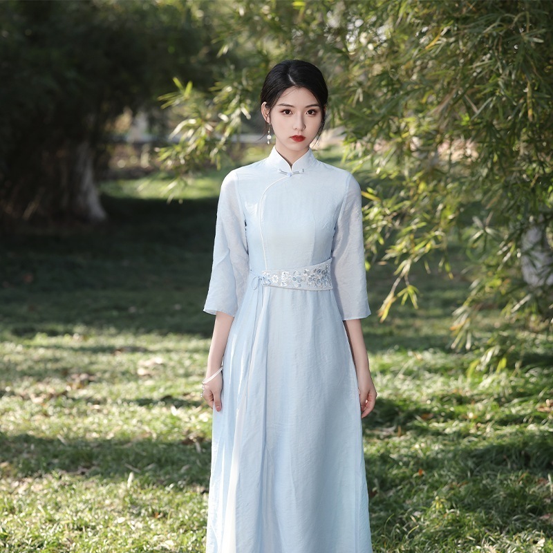 【2枚購入で 3oo円OFF！】夏チャイナドレス 2025 チャイナドレス テンセル無地チャイナドレス 二重層改良 5,451円