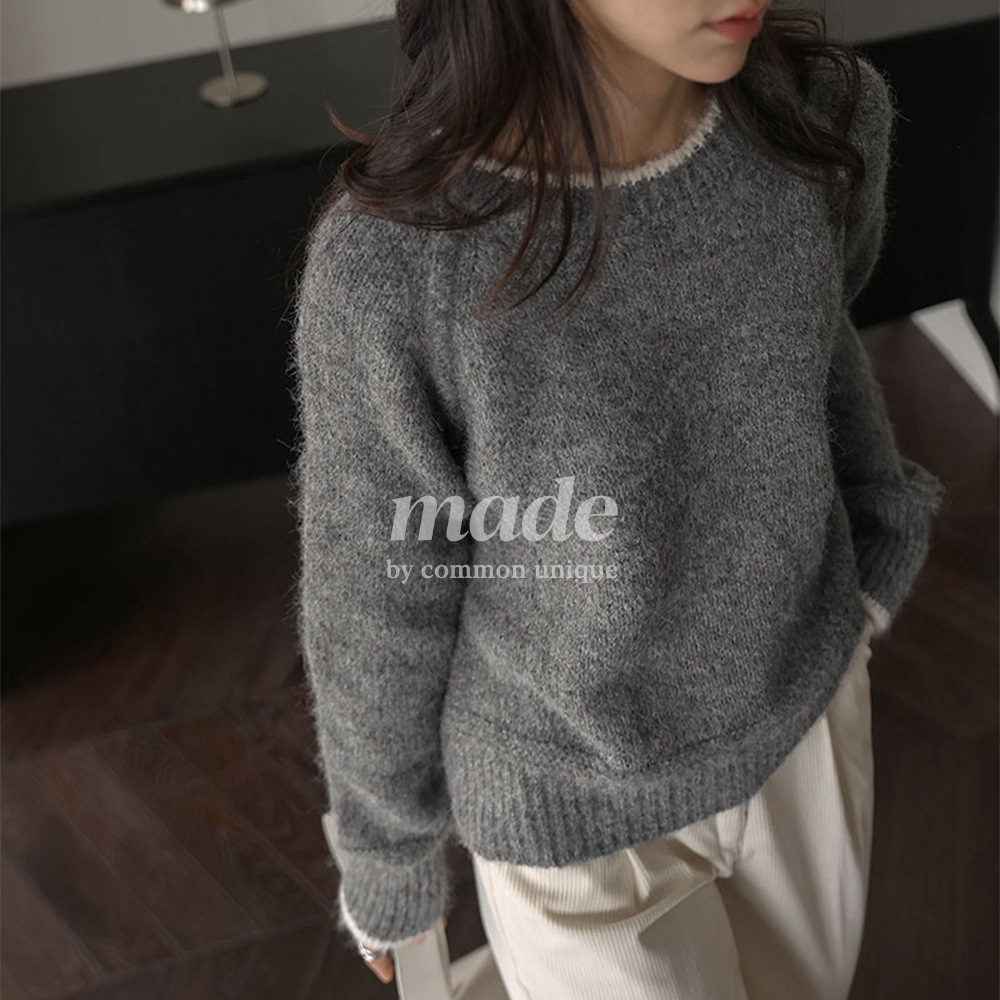 [MADE] ウィザーラウンドカラーリングルーズニット