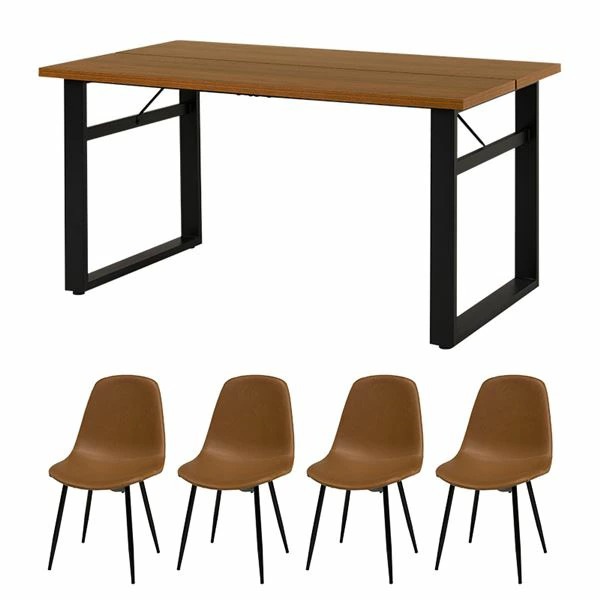 LT-4771DBR-34CA-5S ダークブラウン/キャメル ダイニング5点セット メーカー直送