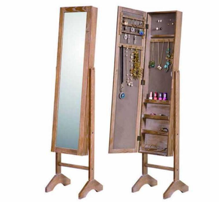 ミラージュエリーキャビネットフルレングスタンディングロック可能メイク収納ミラー　家庭用ins風全身ミラー可動姿見アクセサリー収納ケース