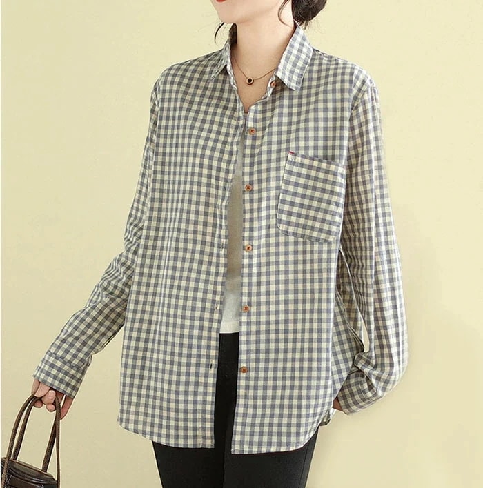 【20点セット】シャツ レディース 長袖 ギンガムチェック綿 チェック 大きいサイズ トップス 春秋 ゆったり カジュアル 柔らか 仕事 通勤 ベーシック 着瘦せ ナチュラル 着まわし