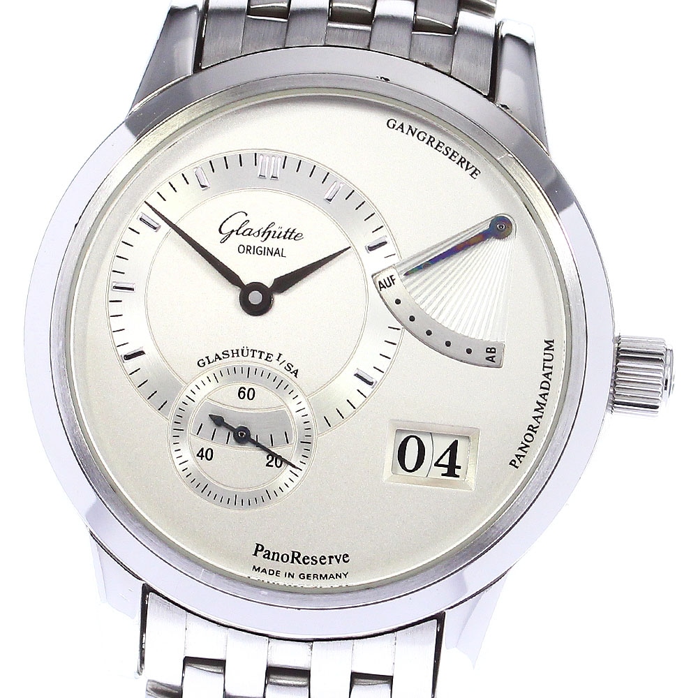 グラスヒュッテオリジナル GLASHUTTE ORIGINAL 65-01-02-02-14 パノリザーブ パワーリザーブ 手巻き メンズ 箱保証書付き_802318【中古】