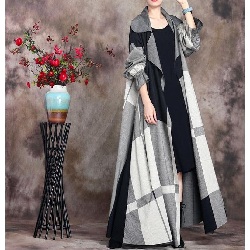 超ロングコートコート上品　レディースコート　ウールコート　チェック柄　アシンメトリー　マキシコート　高級感　テンセル 5,918円