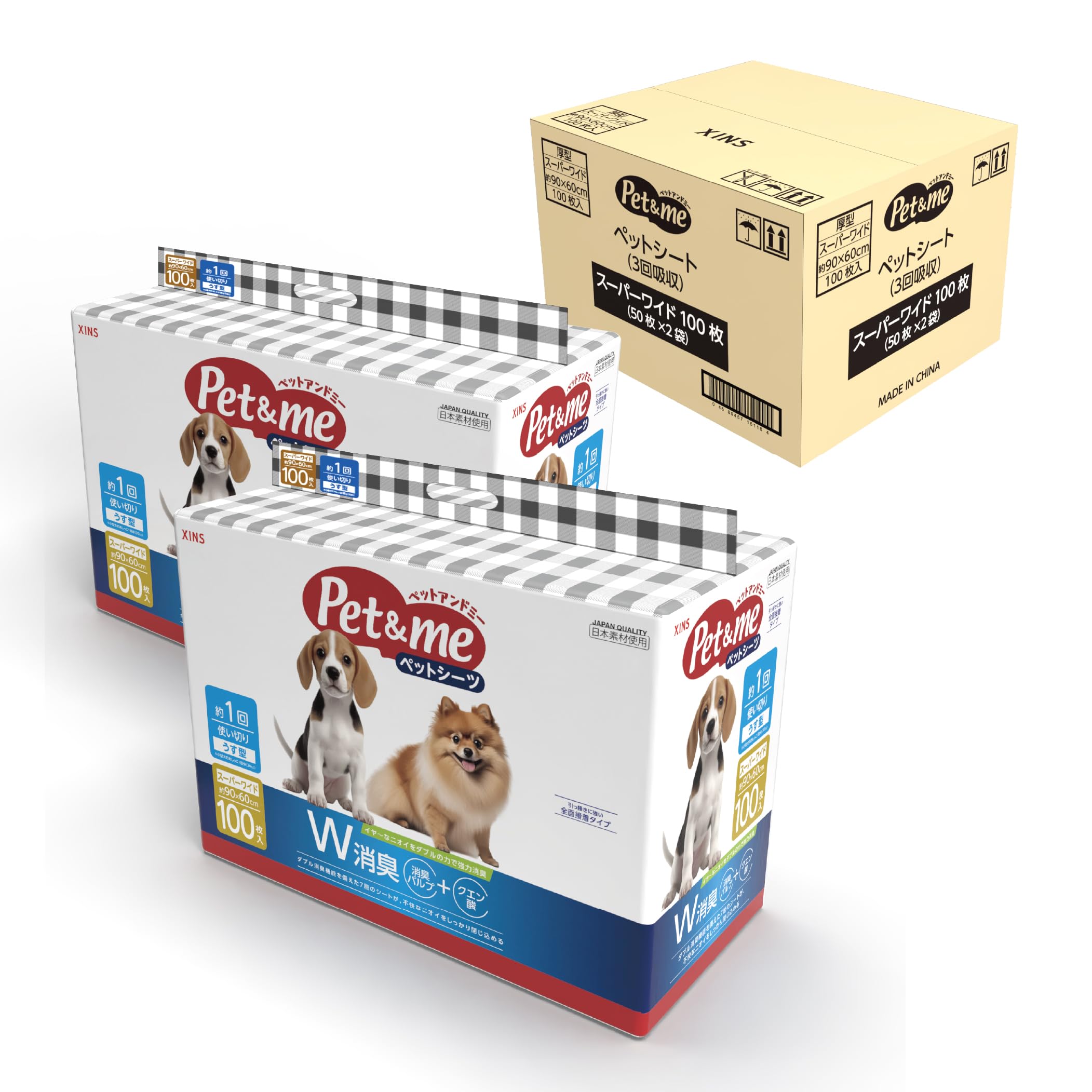 ペットアンドミー Pet&me ペットシーツ うす型 薄型 1回使い切りタイプ スーパーワイドサイズ 60×90cm 200枚入り [ケース販売]