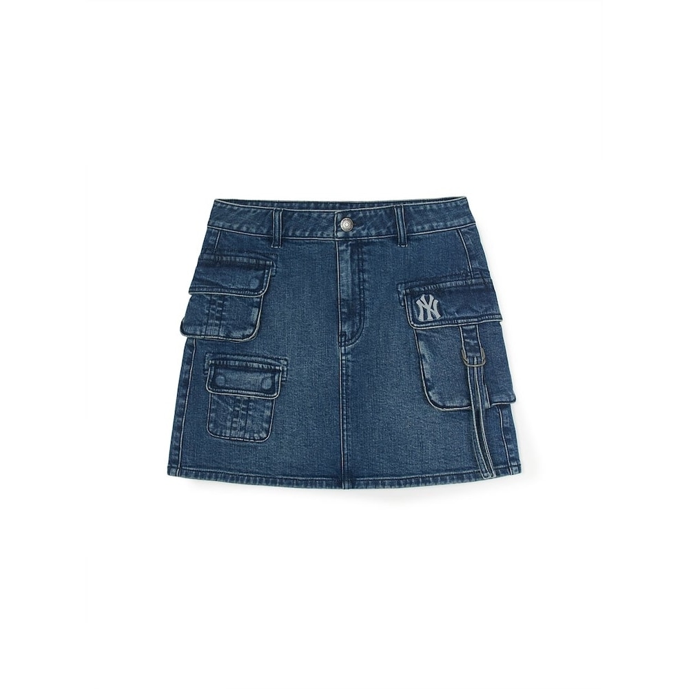 [MLB公式] 女性用ベーシックスモールロゴマルチカーゴデニムスカート NY (インディゴ) QHHC3FDSB0254-50INS