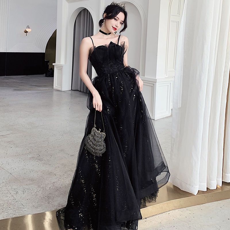 【急速出荷!】黒 イブニングドレス 宴会 2024気質 高度芸術候補生 人女性 母の日