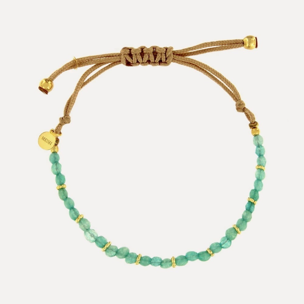 MESH ストーンブレスレット【アクアグリーン】シルバー925 18Kゴールドコート Gold Bracelet ギフトBOX入り ジュエリークロス付き ハンドメイド ポルトガ