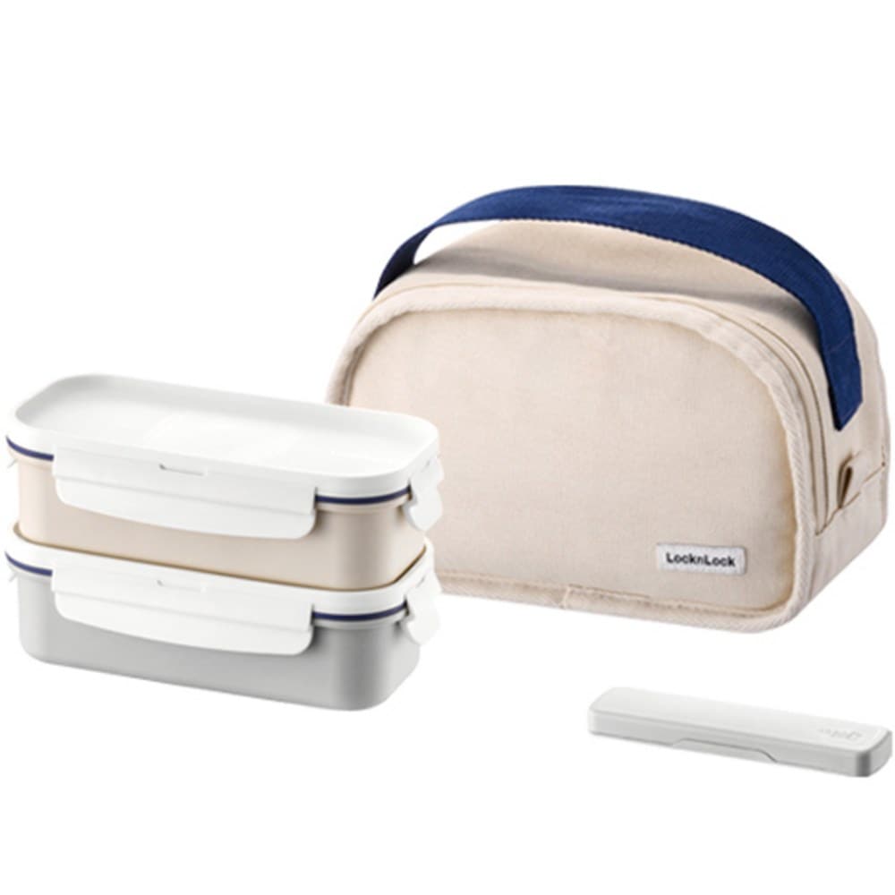 ロック＆ロックデイリーコットン弁当＋バッグセット直角2段アイボリー（バッグ）1個