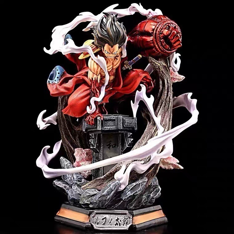 ワンピース GK 天通ルフィフィギュアワノ国着物双頭彫刻発光超大型像モデル装飾