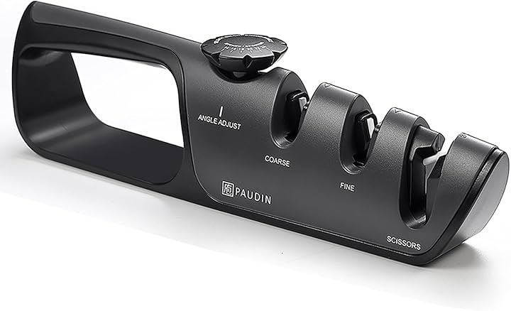 2025年モデル 包丁研ぎ器 刃物研ぎ 手動 3段階 砥石不要 包丁・ハサミ・ナイフ対応 便利 復元や鈍い刃の研磨に 家庭用 業務用 シャープナー 初心者 簡単(ブラック)