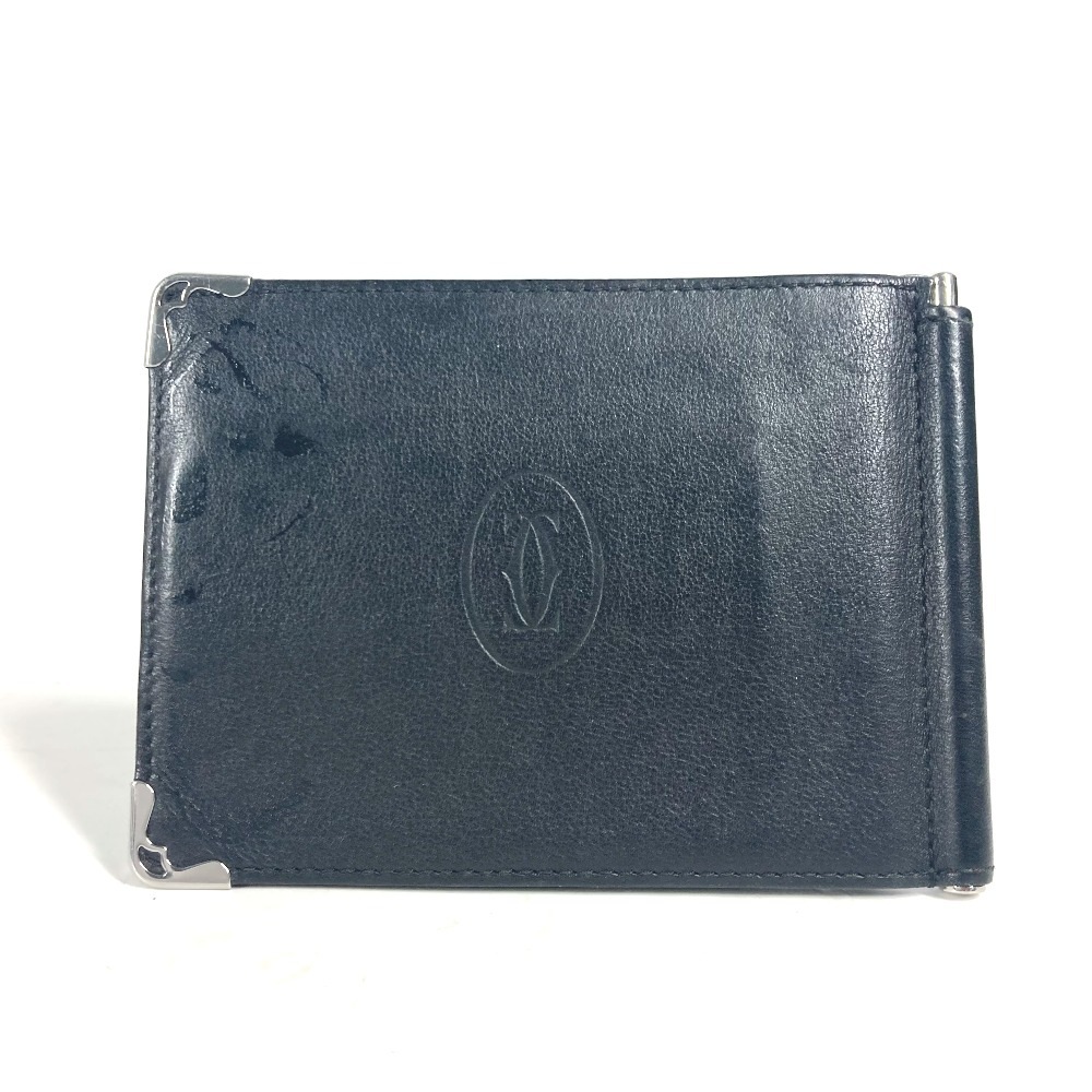 マネークリップ マストライン ロゴ 財布 札入れ レザー ブラック