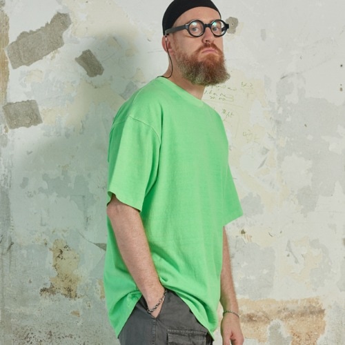 [送料無料]スミスアもー顔料ボックスTシャツライムグリーン