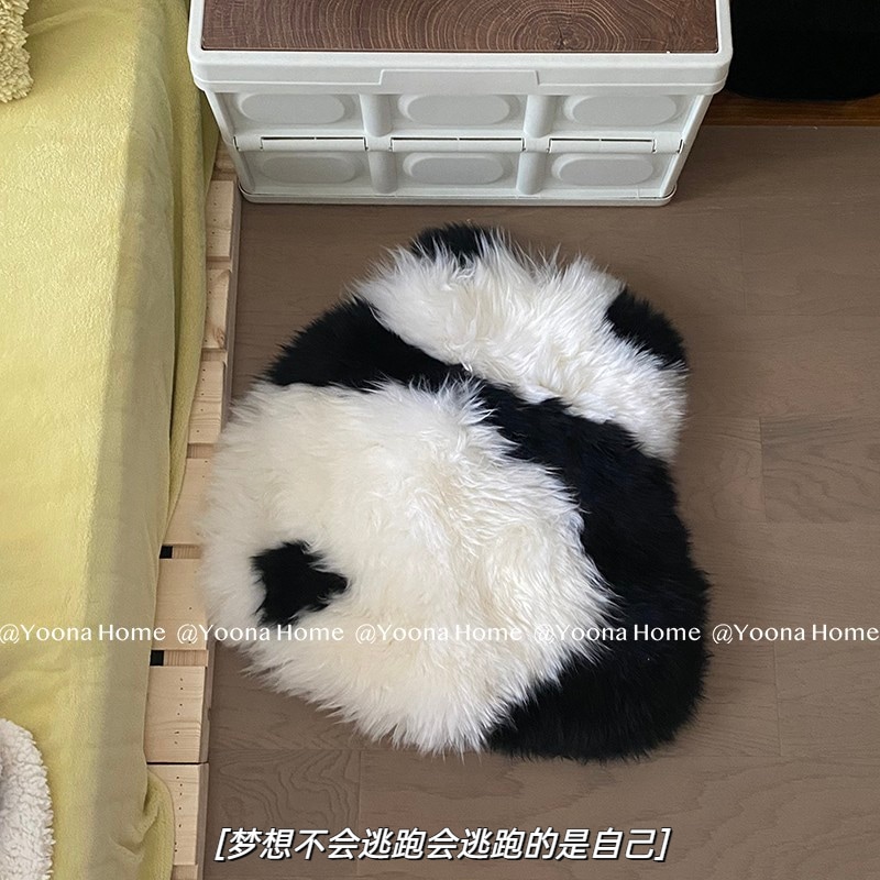 【新作入荷!!】 Yoona Homeパンダクッションかわいいおしりマットウールカーペット白黒椅子マット冬の厚めのマッ その他
