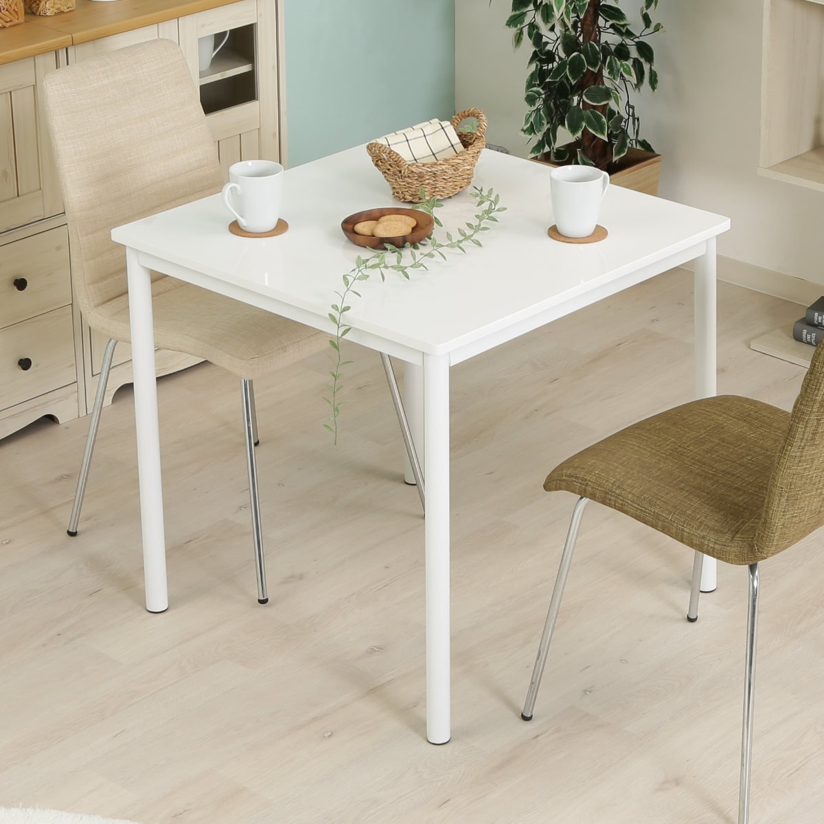 ダイニングテーブル 幅75cm 正方形 コンパクト 2人用 テーブル 机 鏡面 スチール脚 ダイニング 食卓テーブル 2人掛け 幅 75 リビングテーブル 食卓 1人掛け 2人 1人 食卓机