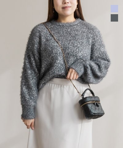 大きいサイズ レディース LL 3L 4L XL XXL XXXL ミックスカラーニットプルオーバー