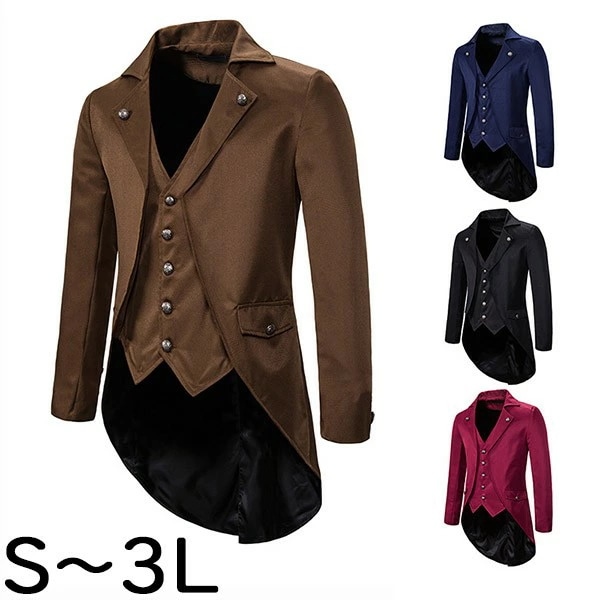 メンズ ジャケット アウター 燕尾服 王子様 ステージ衣装 舞台 演出 貴族 コスプレ 衣装 オペラ用衣装 男性 大人 忘年会 イベント 発表会 演奏会 司会者 かっこいい ハロウィン 文化祭 学園祭