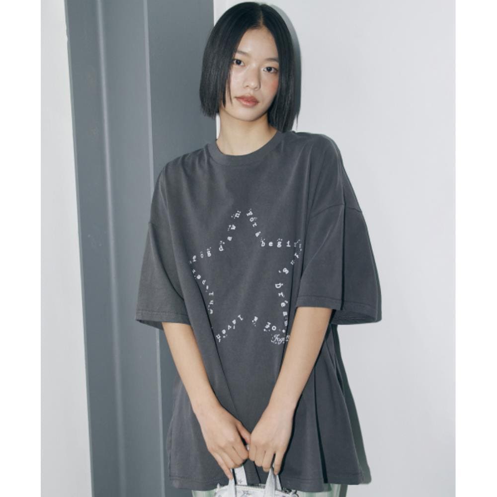 fogdawn Star Typo Big Tshirt charcoal DA25STS012CH