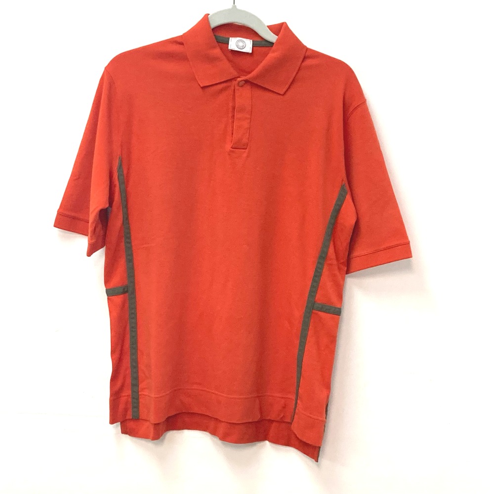 ポロシャツ セリエ ロゴ ライン アパレル 襟付き 半袖 トップス コットン オレンジ