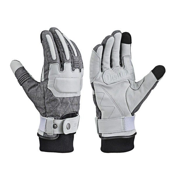 D63209 バイク グローブ 冬秋 革(ヤギ革) 防水 防風 ソフトプロテクター スマホ対応 握りやすい 蒸れない クッションキルトウィンターグローブ DG-023 グレー Sサイズ