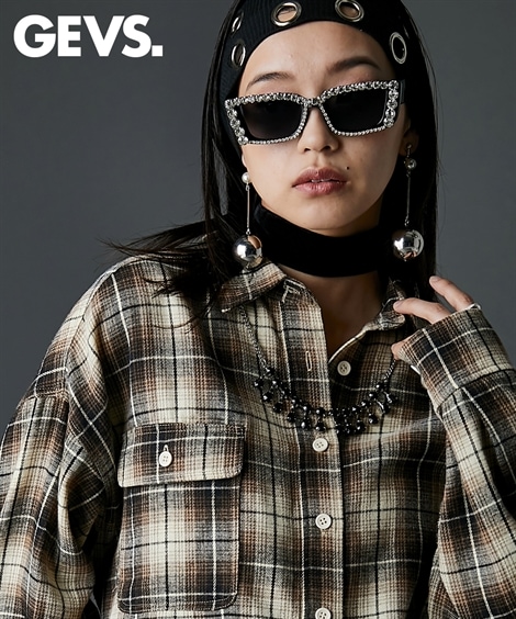 シャツ・ブラウス オーバーサイズチェックシャツ 大きいサイズ有 GEVS.