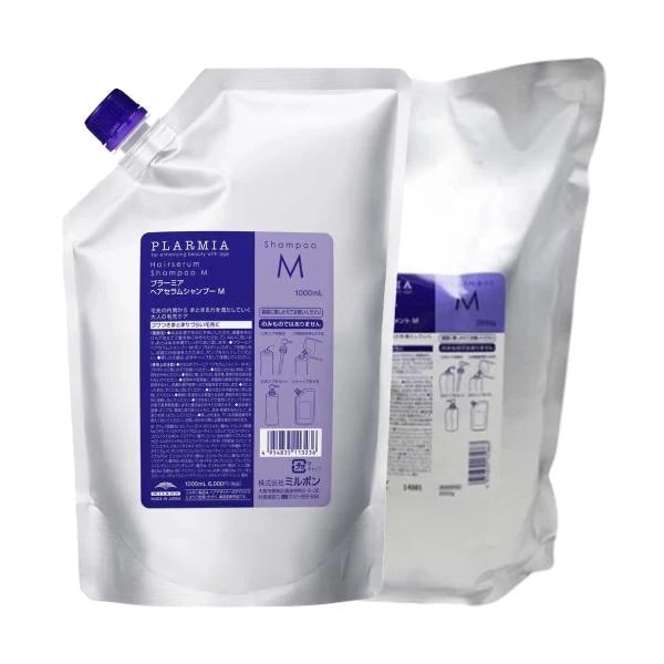 ミルボン プラーミア ヘアセラム シャンプーM 1000ml + トリートメント M 1000g セット レフィル 詰替え用 柔軟性