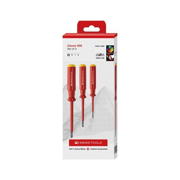 PB SWISS TOOLS ピービースイスツールズ 3本組 スイスグリップクラシックタイプ 絶縁プラスドライバーセット ペーパーボックス入 5548.CBB