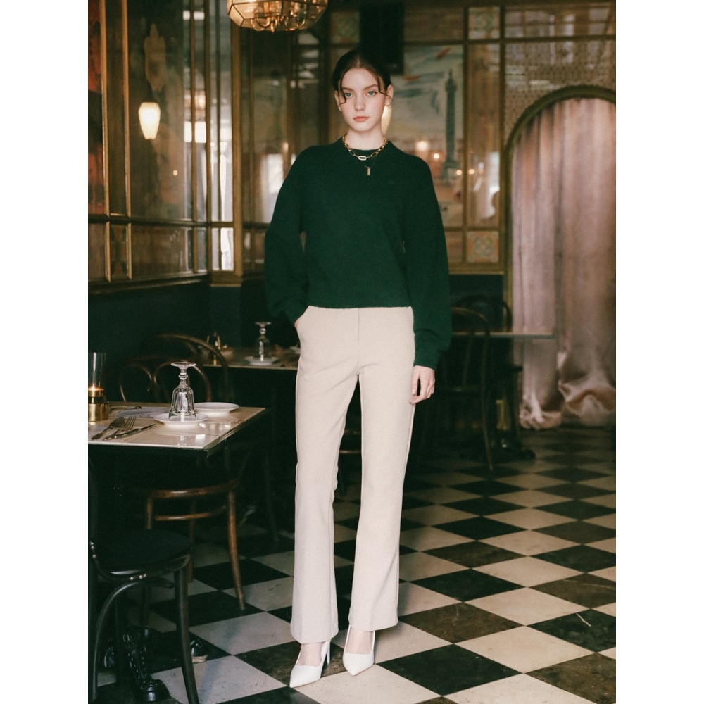 LOSSYROW ロングスリムブーツカットスラックスベージュ