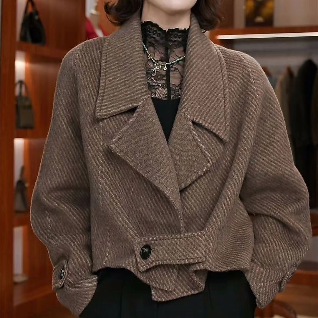 Short Women s Suit 2025 Autumn and Winter New Woolen Long-Sleeved Korean Style Loose Fashion Double