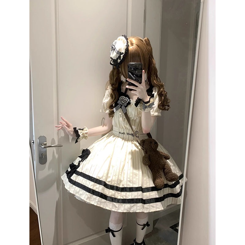 生成カラーロリータドレス上品でエレガントなバースデードレスロリータ