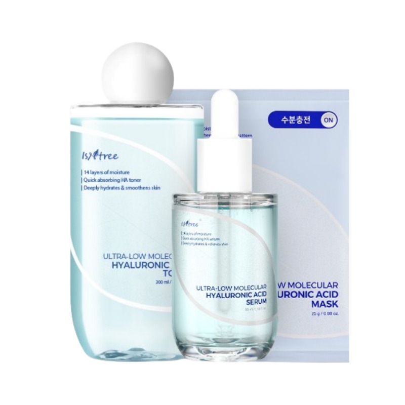 超低分子 ヒアルロン3点セット(トナー+セラム+マスク10枚)