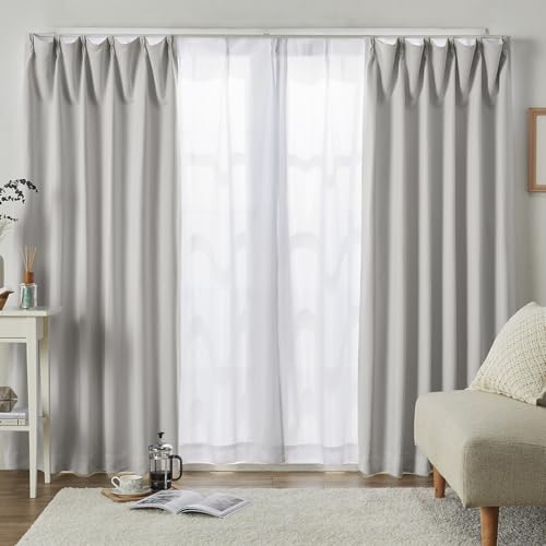 ベルーナ(BELLUNA) カーテン 4枚セット 遮光 1級 遮熱 uvカット 遮光カーテン 4枚セット おしゃれ 北欧 シンプル 幅100 タッセル付 カーテン2枚 レース2枚 ２枚組 アジャスター