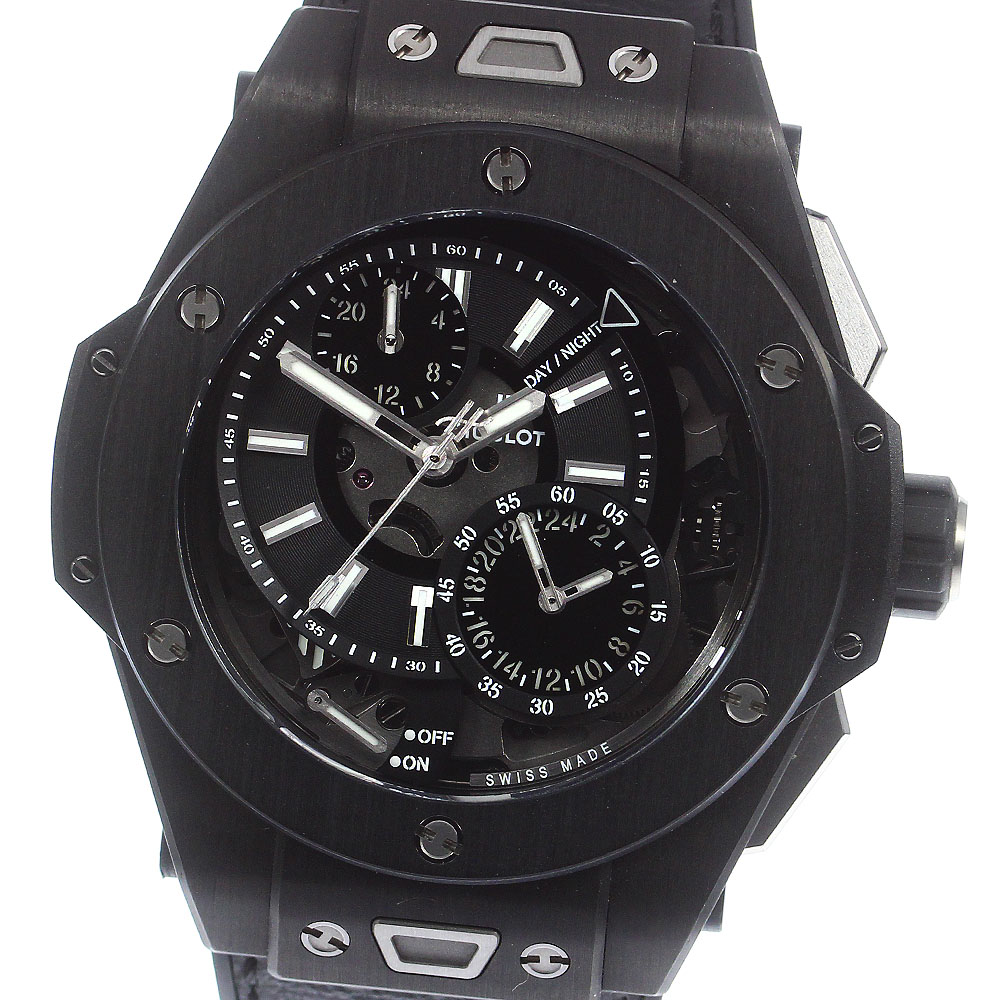 ウブロ HUBLOT 403.QU.0120VR.YOS ビッグバン アラームリピーター GMT ヨシダ100周年記念 手巻き メンズ 美品 箱・保証書付き_756036【中古】