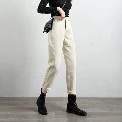 デニムボトムスデニムパンツ20今週の割引は 25% オフです23秋に新型韓国版のジーンズのゆったりズボンを詰めます着痩せqoo10