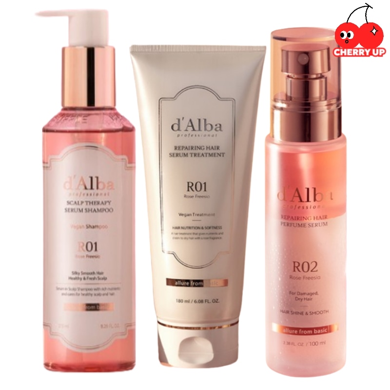 [ロゼ3種セット] ヴィーガンヘア3点セット（シャンプー＋トリートメント＋パフュームセラム） 低刺激 朝夜兼用 パサつきケア ダメージケア 頭皮ケア 敏感肌 ふんわり仕上げ 香り長持ちヴィーガンヘアケ